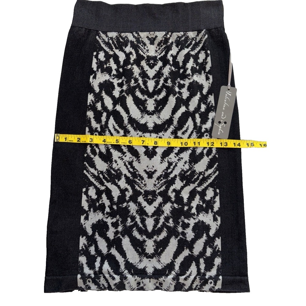 NEW Animal Print Abstract Pencil Skirt Women‎ S/M Black Gray Bodycon Stretch - Picture 5 of 7